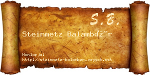 Steinmetz Balambér névjegykártya